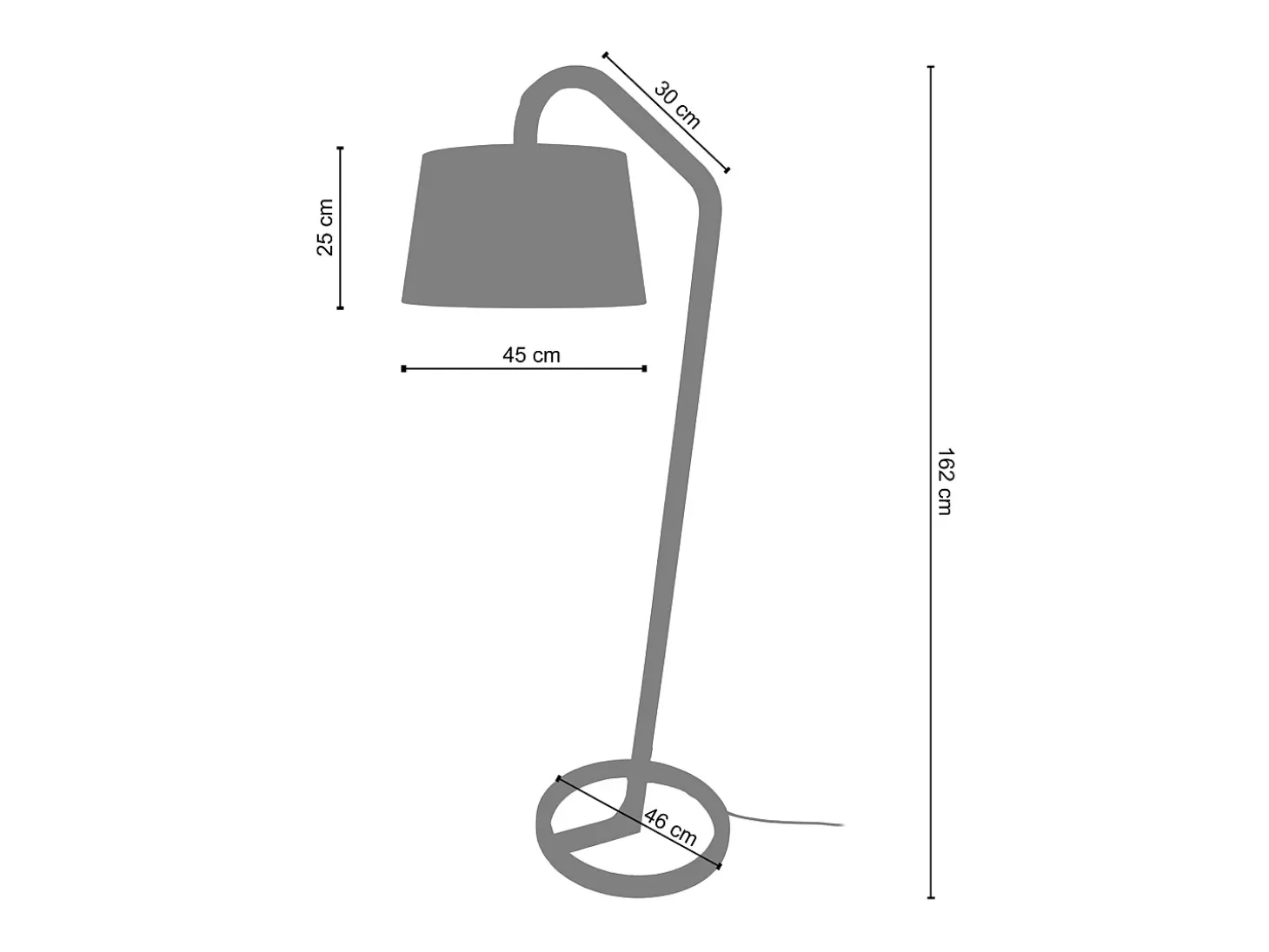 Lámpara de Pie TOSEL , madera,Negro ,A190xD50xP180cm