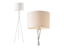 Lámpara de pie trípode moderna base de metal y tela 154 cm de alto color blanco 03_0005254