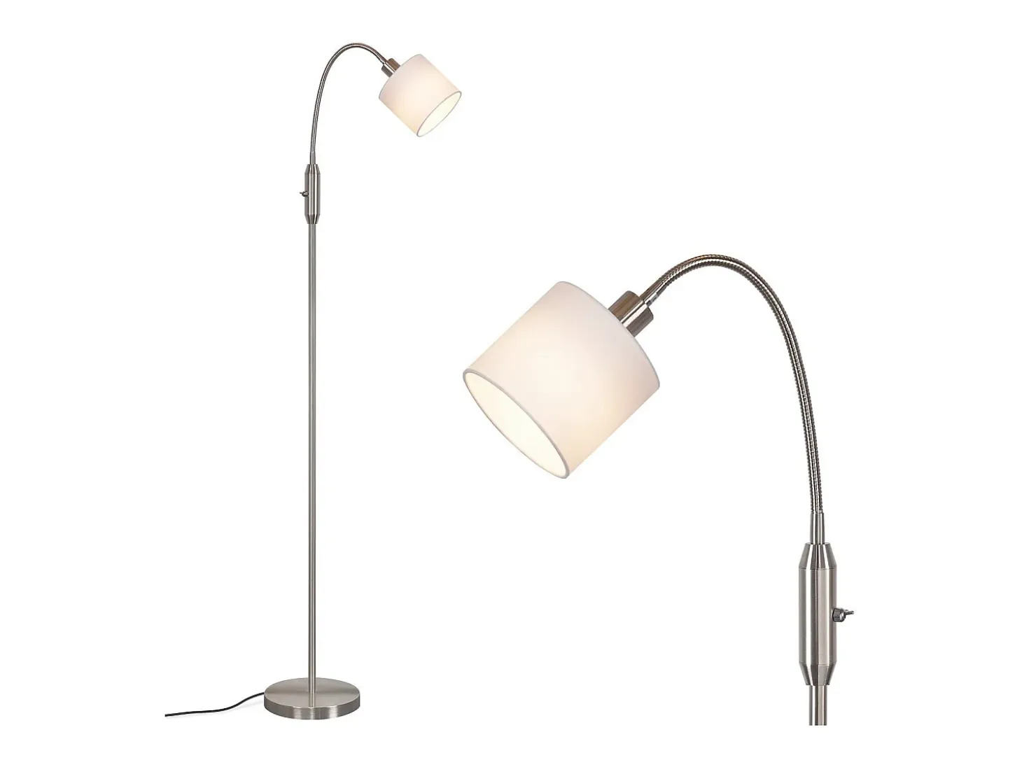 Lámpara de pie vintage negra de tela con arco giratorio de 360° para una iluminación suave y decorativa
