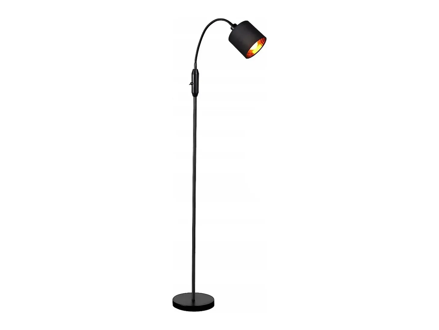 Lámpara de pie vintage negra de tela con arco giratorio de 360° para una iluminación suave y decorativa