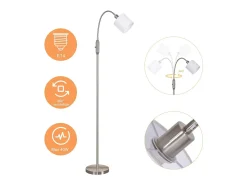 Lámpara de pie vintage negra de tela con arco giratorio de 360° para una iluminación suave y decorativa