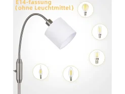 Lámpara de pie vintage negra de tela con arco giratorio de 360° para una iluminación suave y decorativa