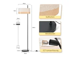 Lámpara de pie vintage Nettlife para salón: lámpara de pie de tela blanca con interruptor E27, estilo rústico retro para dormitorio (bombilla no incluida).