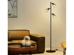 Lámpara de pie vintage NETTLIFE para sala de estar 3 llamas de vidrio casquillo E14 lámpara de mesa ajustable de metal 350