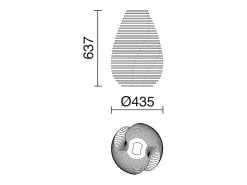 Lámpara de pie y mesa TWIST estilo moderno y escandinavo - Alt. 63,7 cm x D. 43,6 cm - GX53 LED T2 - 10W - 1200lm y 3000K - cable 2 metros - on&off - ip20