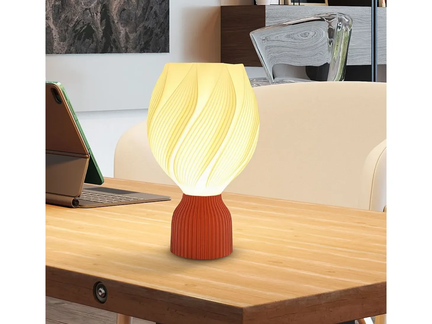 Lámpara de sobremesa Antorcha Homcom 25W luz LED 3000K blanco Ø16,5x28 cm