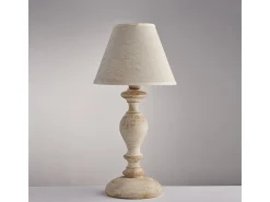 Lámpara de sobremesa Cascina en madera blanca y gris tórtola, 1 luz, pantalla dm.20 H.39 Ø20 BL265-LT-BT