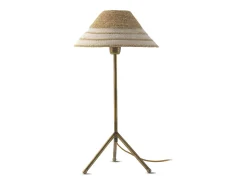 Lámpara de sobremesa con tulipa de fibra natural trenzada