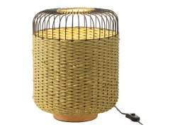 Lámpara de sobremesa de metal y fibra verde 27x27x34.5 cm