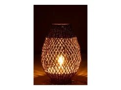 Lámpara de sobremesa de metal y madera beige 38x38x54.5 cm