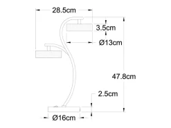 Lámpara de sobremesa Tokio Lumit 24W 1920 lm cromo 47,8x28,5 cm