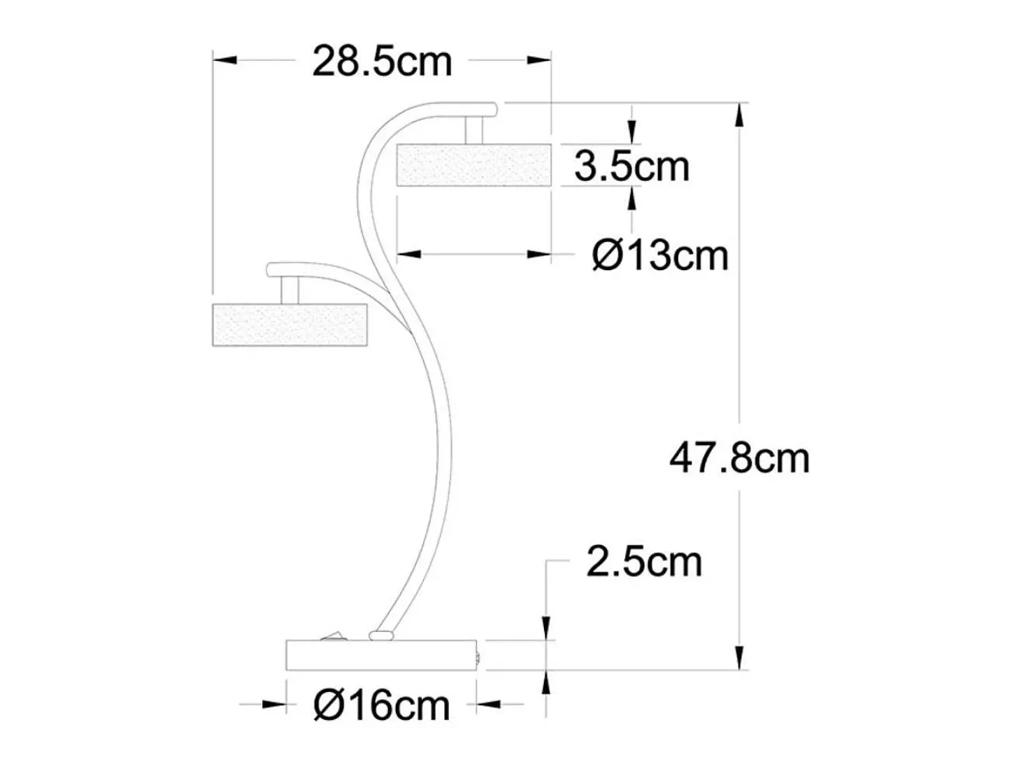 Lámpara de sobremesa Tokio Lumit 24W 1920 lm cromo 47,8x28,5 cm