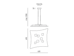Lámpara de suspensión Isotta 10 luces GX53 gris tórtola - Plafón de diseño moderno 62x69cm, luz de doble emisión, máx 10x8W, IP20, bombillas excluidas