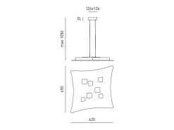 Lámpara de suspensión Isotta 10 luces GX53 blanco - Plafón de diseño moderno 62x69cm, luz de doble emisión, máx 10x8W, IP20, bombillas excluidas