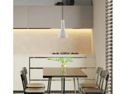 Lámpara de suspensión Portland en hierro lacado gris con difusor de hormigón d. 17 y cable eléctrico regulable 1 luz 100 Ø17 BL305-S1-PC