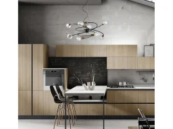 Lámpara de suspensión Vortex en hierro lacado negro con acabados en latón bruñido cepillado y cable de acero orientable 8 luces 133 Ø70 BL219-8-NR
