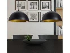 Lámpara de techo 2 uds altura ajustable semiesférica negra ES793355