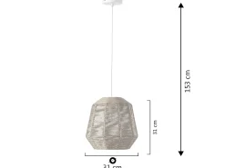 Lámpara de techo Akina de papel trenzado, diámetro 31 cm