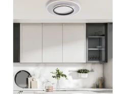 Lámpara de techo Annie en metal y aluminio lacado en blanco y negro con LED CCT integrado + mando a distancia H.6 Ø50 BL321-PBC