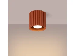 Lámpara De Techo Aura Minimalista De Aluminio - 1 Fuentes Luminosas - L.10 X A.10 Cm - Ocre Rojo
