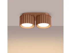 Lámpara De Techo Aura Minimalista De Aluminio - 2 Fuentes Luminosas - L.21 X A.12 Cm - Moca