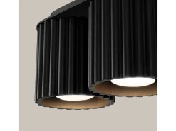 Lámpara De Techo Aura Minimalista De Aluminio - 2 Fuentes Luminosas - L.21 X A.12 Cm - Negro