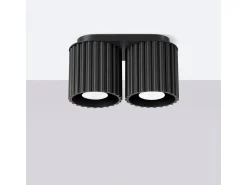 Lámpara De Techo Aura Minimalista De Aluminio - 2 Fuentes Luminosas - L.21 X A.12 Cm - Negro
