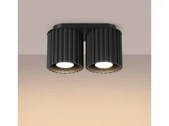 Lámpara De Techo Aura Minimalista De Aluminio - 2 Fuentes Luminosas - L.21 X A.12 Cm - Negro