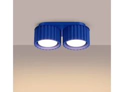 Lámpara De Techo Aura Minimalista De Aluminio - 2 Fuentes Luminosas - L.21 X A.12 Cm - Ultramarino