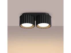 Lámpara De Techo Aura Minimalista De Aluminio - 2 Fuentes Luminosas - L.21 X A.12 Cm - Negro