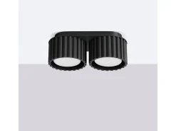 Lámpara De Techo Aura Minimalista De Aluminio - 2 Fuentes Luminosas - L.21 X A.12 Cm - Negro