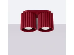 Lámpara De Techo Aura Minimalista De Aluminio - 2 Fuentes Luminosas - L.21 X A.12 Cm - Borgoña