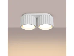 Lámpara De Techo Aura Minimalista De Aluminio - 2 Fuentes Luminosas - L.21 X A.12 Cm - Blanco