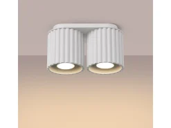 Lámpara De Techo Aura Minimalista De Aluminio - 2 Fuentes Luminosas - L.21 X A.12 Cm - Blanco