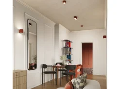 Lámpara De Techo Aura Minimalista De Aluminio - 1 Fuentes Luminosas - L.10 X A.10 Cm - Ocre Rojo