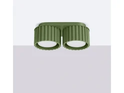 Lámpara De Techo Aura Minimalista De Aluminio - 2 Fuentes Luminosas - L.21 X A.12 Cm - Verde Oliva