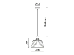 Lámpara de techo BAGUET estilo moderno - Alt. 120 cm x D.ø30 cm- E27 42W - ip20 - acero y madera - negro