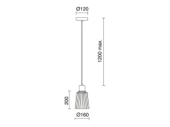 Lámpara de techo BAGUET estilo moderno - Alt. 120 cm x D.ø16 cm- E27 42W - ip20 - acero y madera - negro