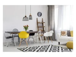 Lámpara de techo BAGUET estilo moderno - Alt. 120 cm x D.ø16 cm- E27 42W - ip20 - acero y madera - negro