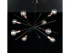 Lámpara de techo Bloom hierro cromo negro y cobre 8 luces H.62 Ø82 BL200-PL8-NR