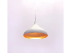 Lámpara de techo Bonn altura regulable blanco/dorado Ø32x38-115 cm