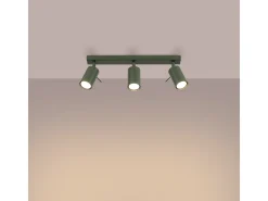 Lámpara de techo Briix moderno de acero - 3 fuentes luminosas 4000K - L.45 x A.17 cm - verde oliva