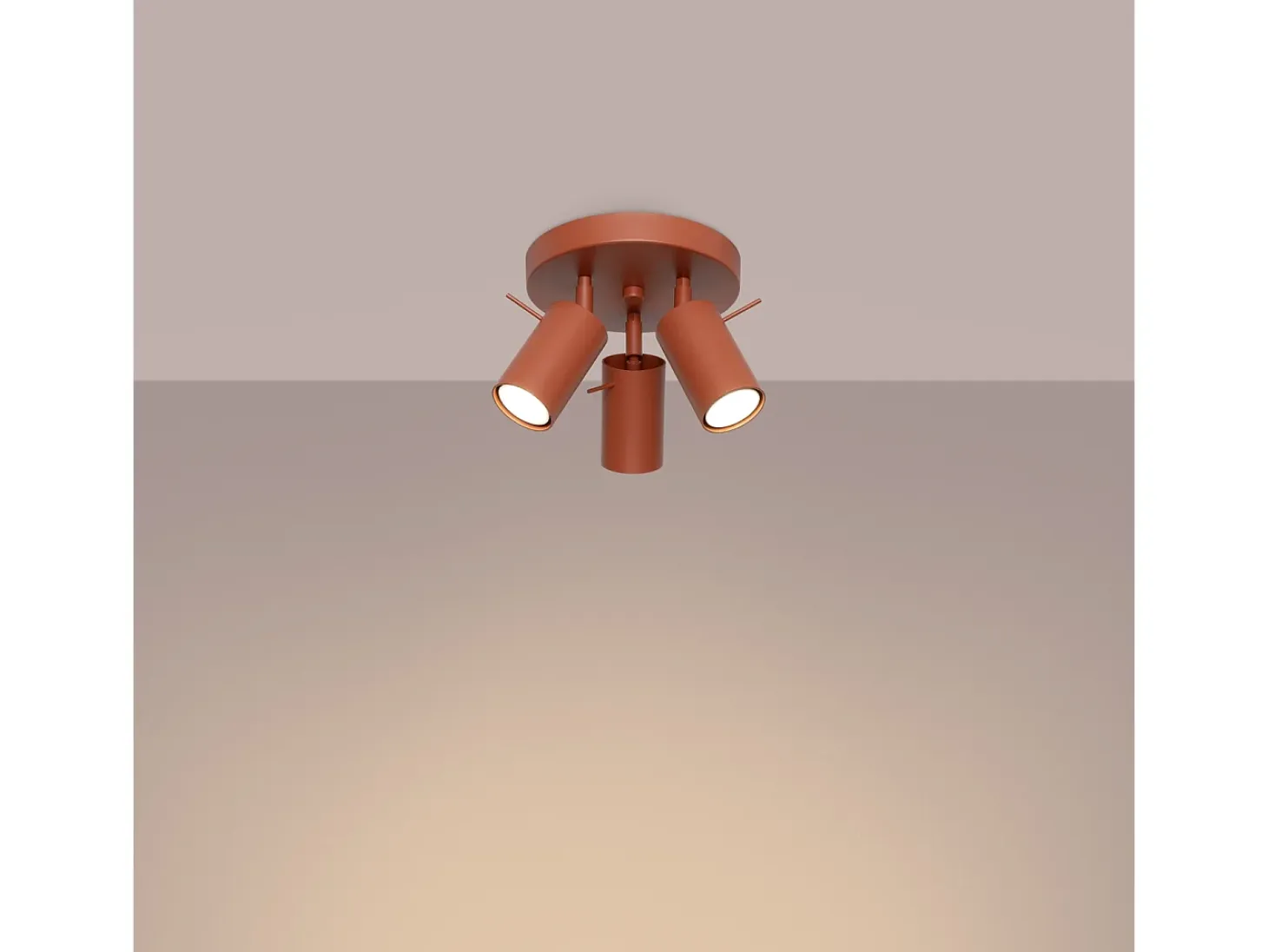 Lámpara de techo Briix moderno de acero - 3 fuentes luminosas 4000K - L.19,5 x A.18,5 cm - ocre rojo