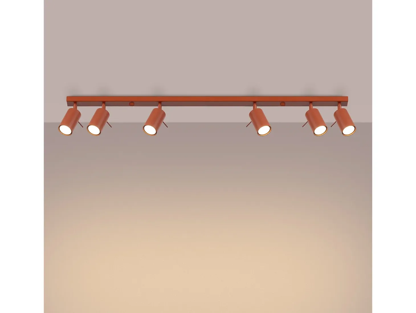 Lámpara de techo Briix moderno de acero - 6 fuentes luminosas 4000K - L.117 x A.17 cm - ocre rojo