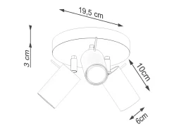 Lámpara de techo Briix moderno de acero - 3 fuentes luminosas 3000K - L.19,5 x A.18,5 cm - beige