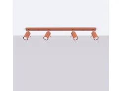 Lámpara de techo Briix moderno de acero - 4 fuentes luminosas 3000K - L.81 x A.17 cm - ocre rojo