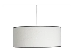 Lámpara de techo cilíndrica de borreguillo blanco y rafia natural 50 cm TRAVES
