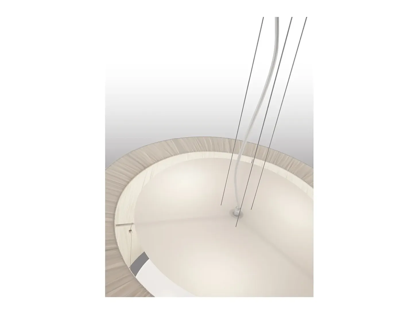 Lámpara de techo CORA estilo clásico - pantalla cinta plisada- D. ø59 cm x 3x E27 60W - acero y beige - IP20