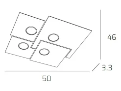 Lámpara de techo cuadrada Toplight Plate de 4 luces con casquillo GX53, estructura blanca, diseño moderno 50x46x3cm