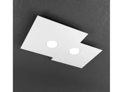 Lámpara de techo cuadrada Toplight de 2 luces Plate con casquillo GX53, estructura blanca, diseño moderno 50x35x3cm